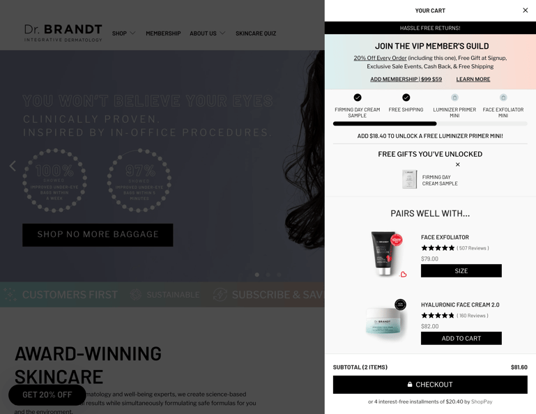 Dr. Brandt_Inspiration Page_Smart Cart cross-sells