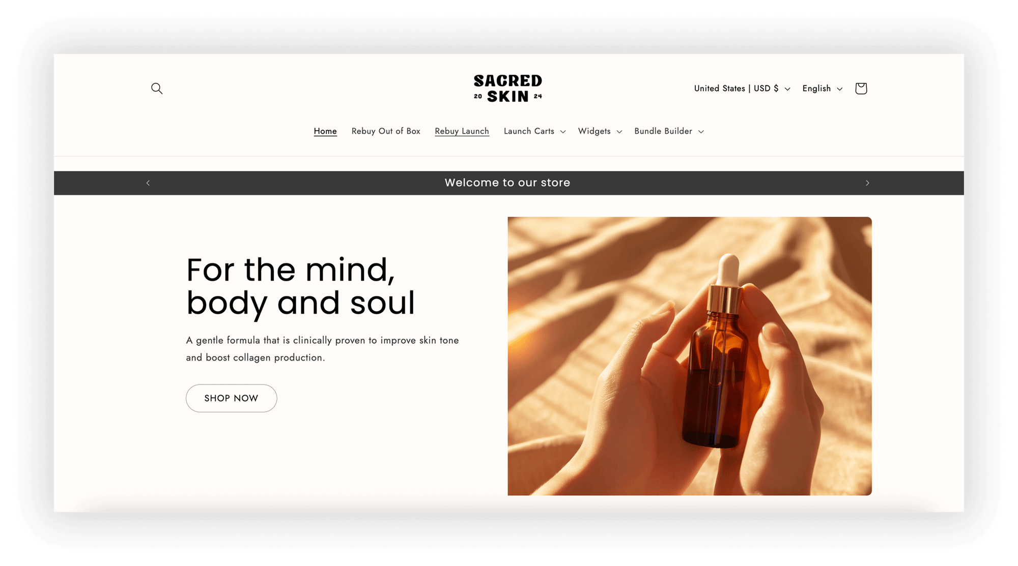 Sacred Skin homepage OG image
