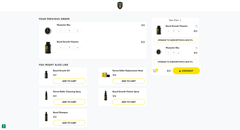The Beard Club - Re-Order Landing Page