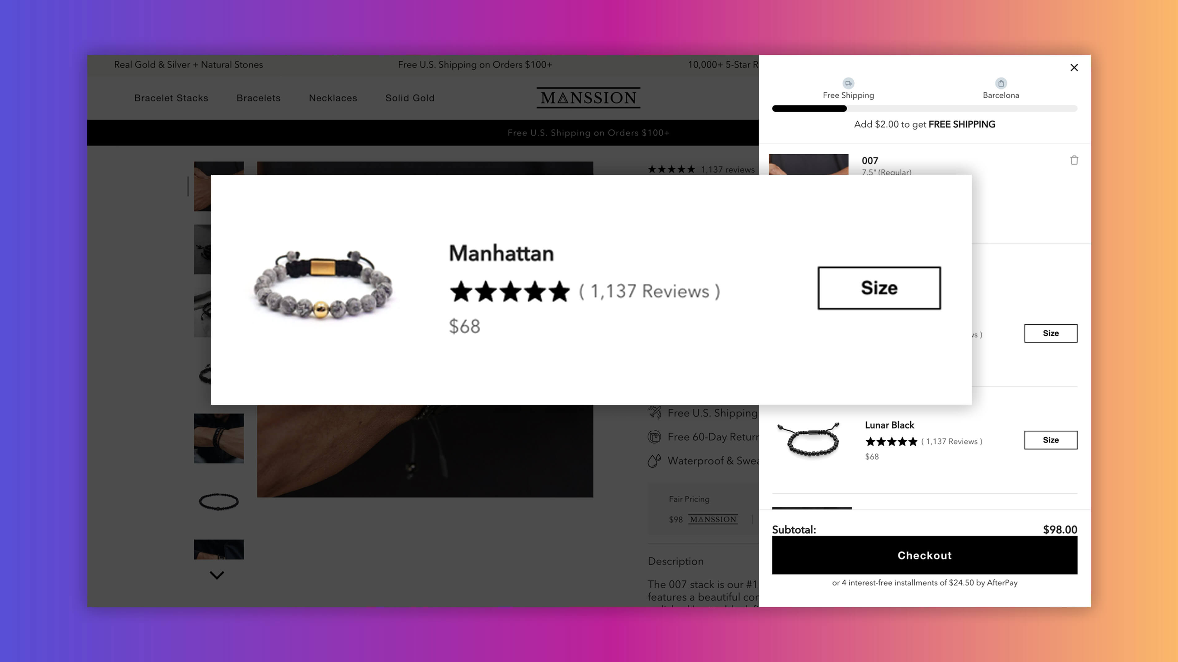 Star ratings appear in the Smart Cart cross-sells displays