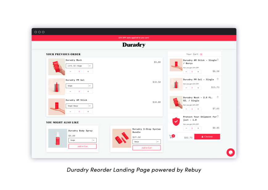 duradry reorder landing page