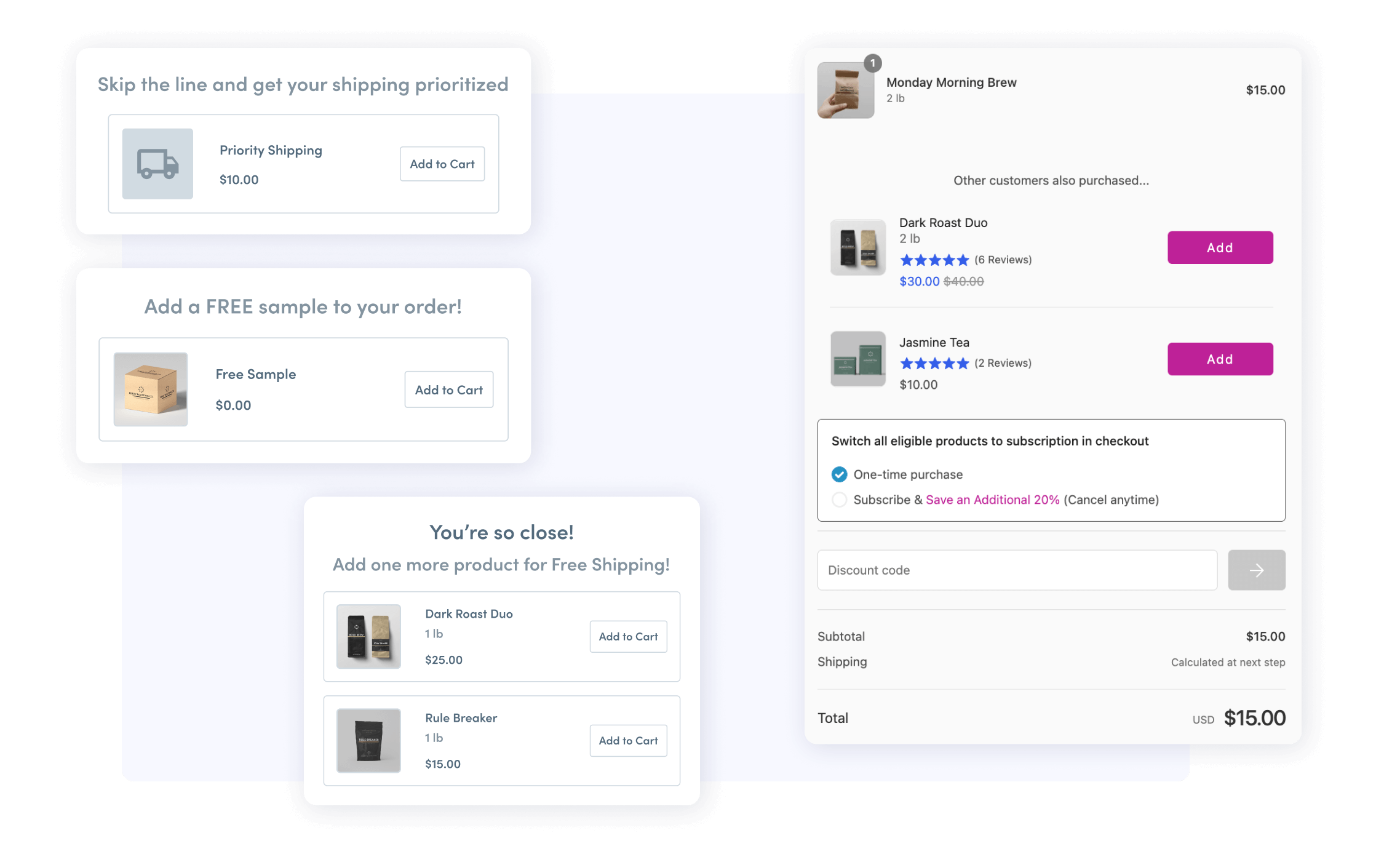 A view of the Rebuy Checkout Extensions product