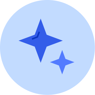 Two stars in a blue circle representing Artificial Intelligence 