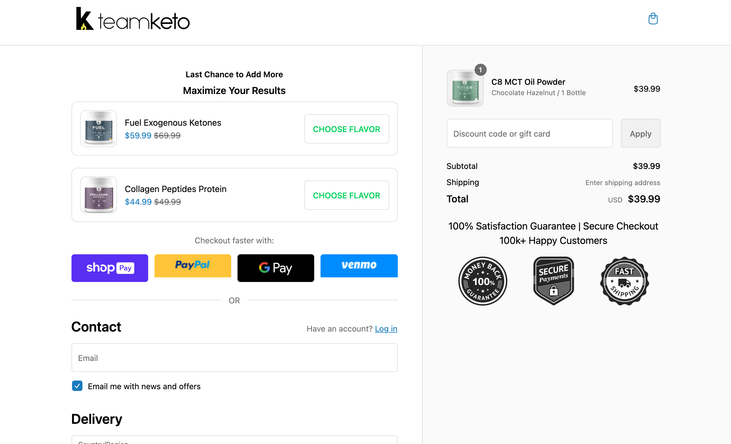 TeamKeto checkout extensions for inspo compressed