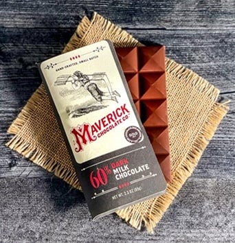 Maverick milk chocolate bar on a table
