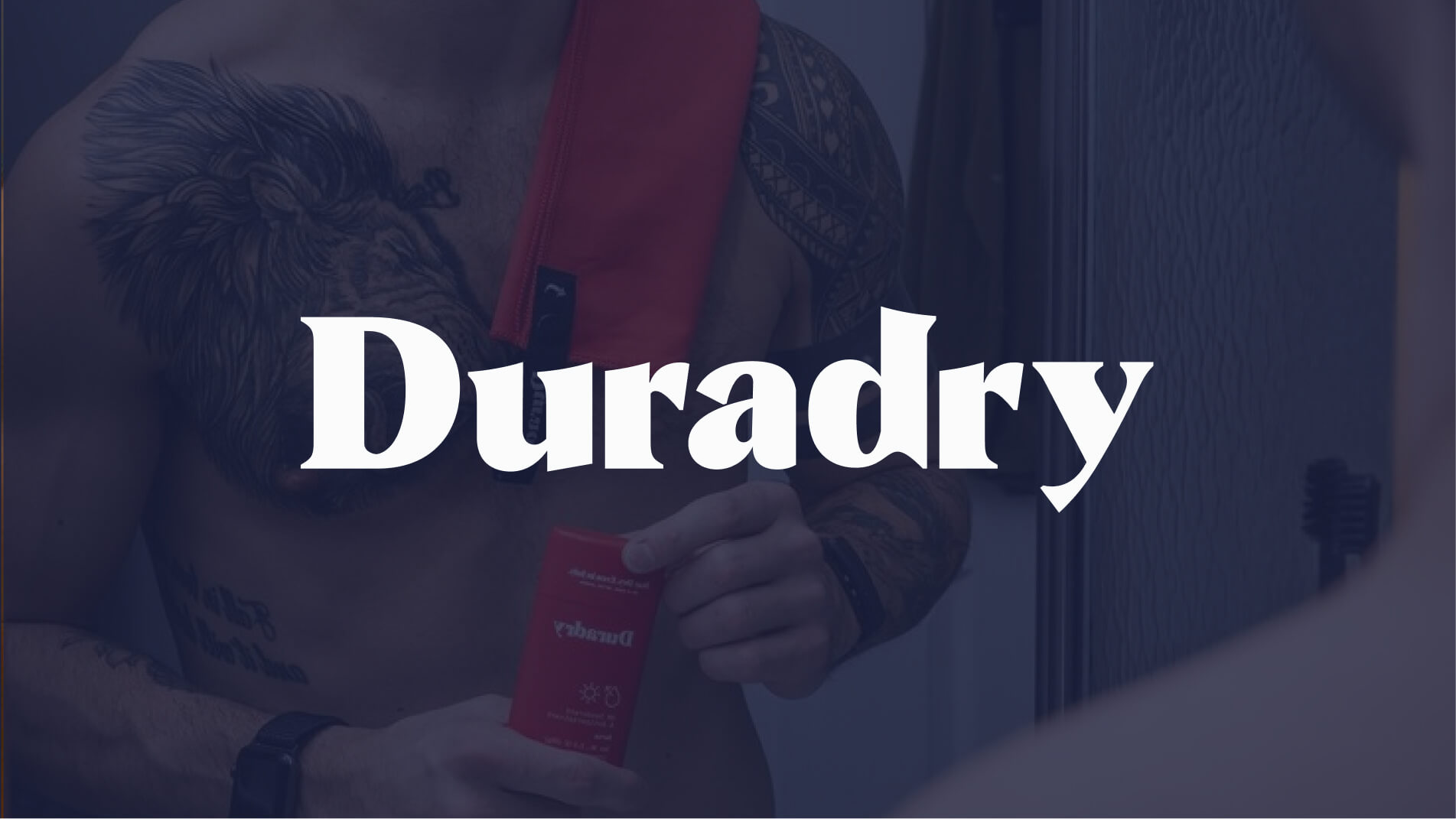 Duradry logo over a customer using Duradry products.