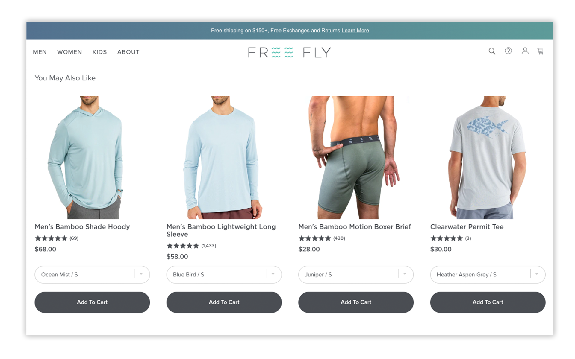 Cross-sell carousel showing product recommendations, by Freefly