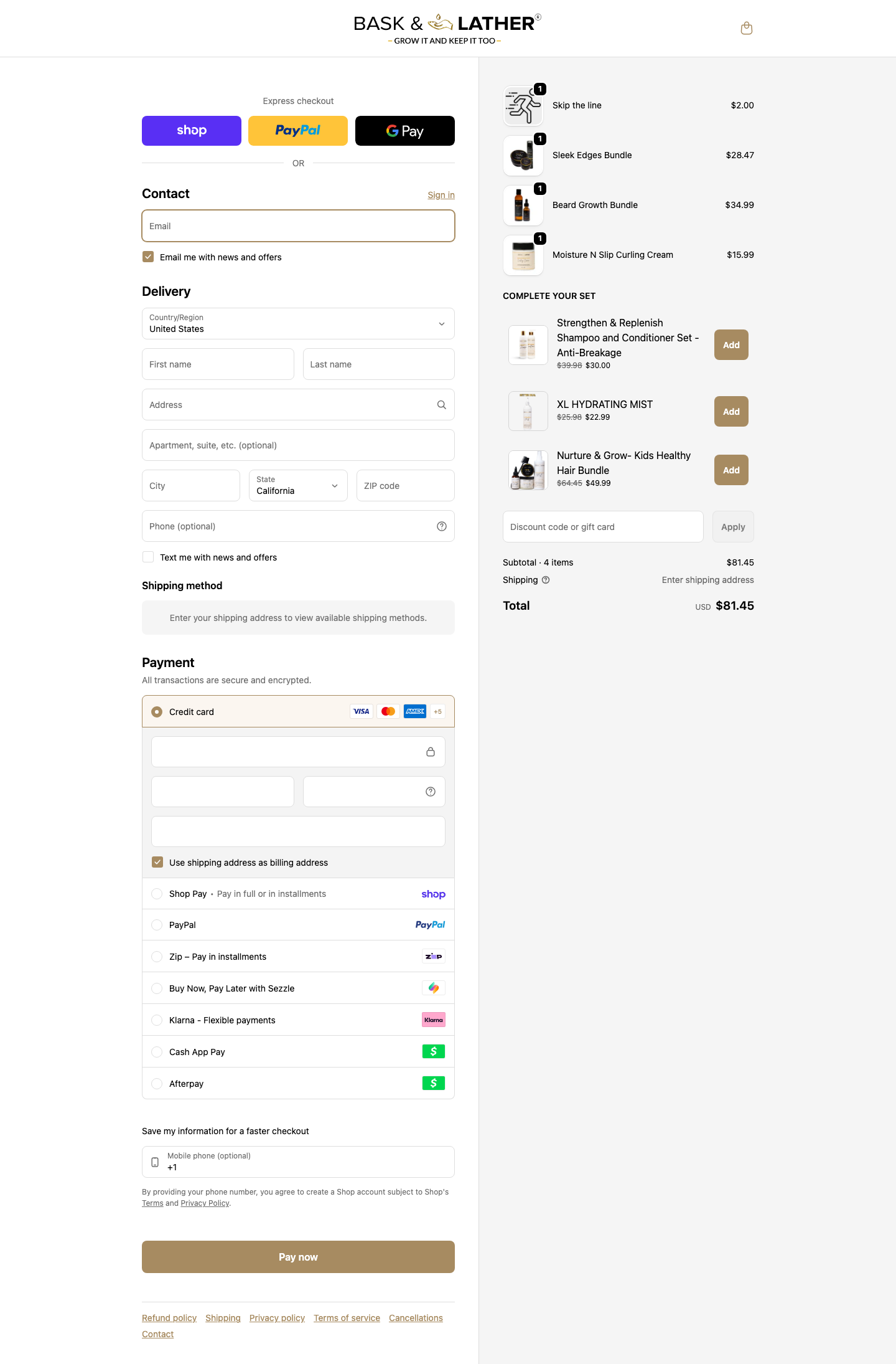 Bask  and Lather Co – Desktop