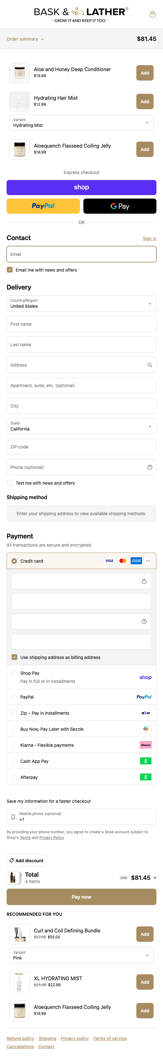 Bask  and Lather Co – Mobile
