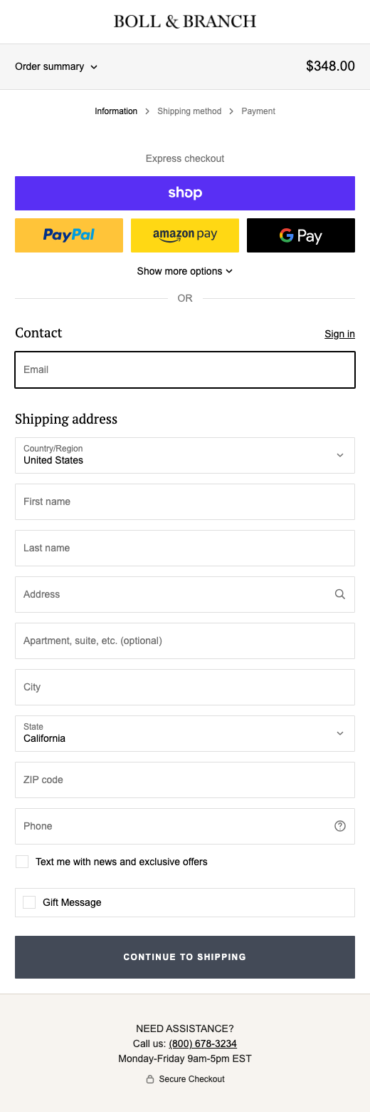 Boll & Branch – Mobile