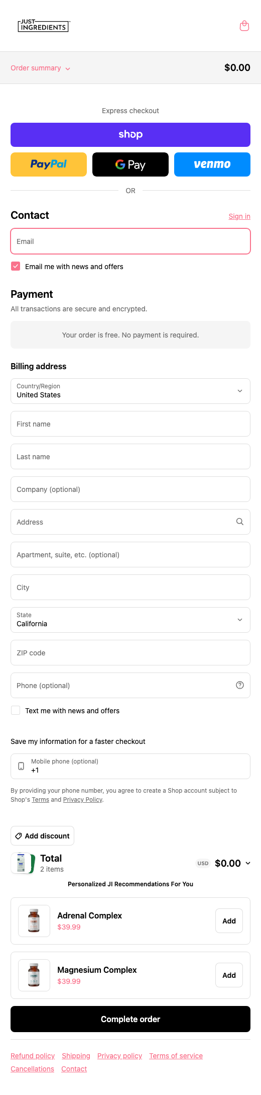Just Ingredients – Mobile