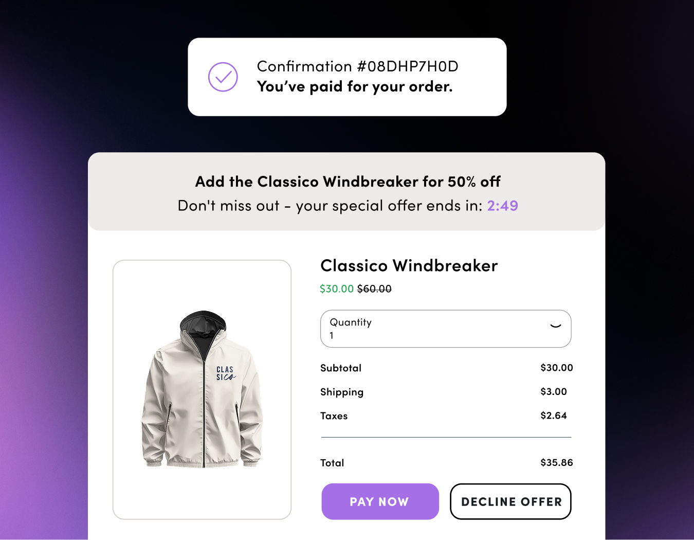 Post Purchase screenshot